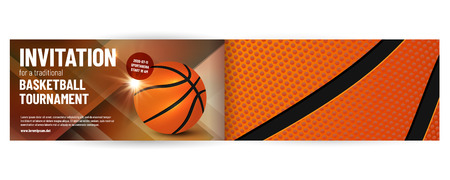 Basketball tournament invitation template with sample text in separate layer- vector illustrationのイラスト素材