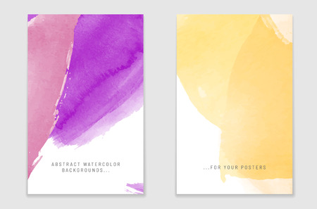 Two abstract watercolor poster backgrounds with shadows and place for your text. Vector illustration.のイラスト素材