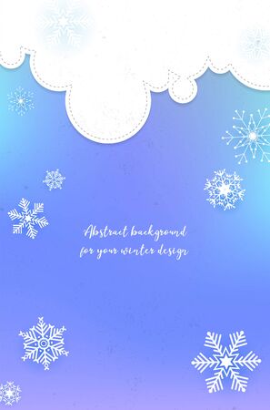 Abstract winter background with clouds, snowflakes and copy space for your text - vector illustrationのイラスト素材
