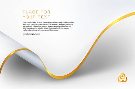 Wavy paper with golden edge and shadows on white background - vector illustrationのイラスト素材