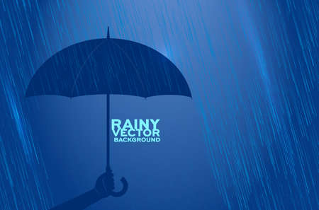 Silhouette of hand holding umbrella in rain - copy space for your text. Vector illustration.のイラスト素材