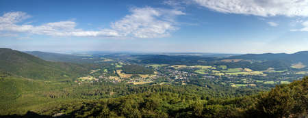 Panorama of summer landscape from high viewpoint - Jizera Mountains, Czech Republic, Europe