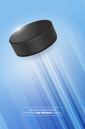 Abstract background with stripes and ice hockey puck. Template for your sport design. Vector illustration.のイラスト素材