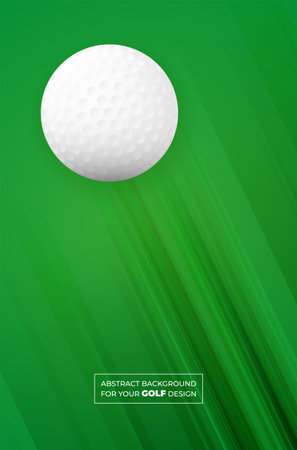 Abstract green background with stripes and golf ball. Template for your sport design. Vector illustration.のイラスト素材