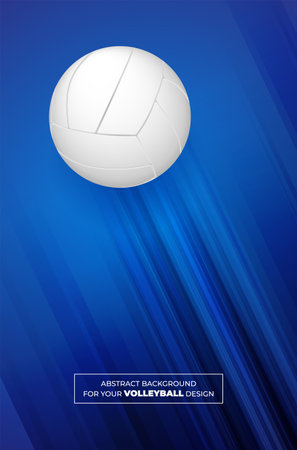 Abstract blue background with stripes and volleyball ball. Template for your sport design. Vector illustration.のイラスト素材