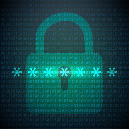 Abstract computer background with binary code and lock - security IT concept. Vector illustration.のイラスト素材