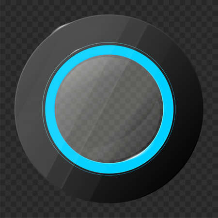 Shiny semitransparent glossy circle button with place for your text or icon on transparent background - vector illustrationのイラスト素材