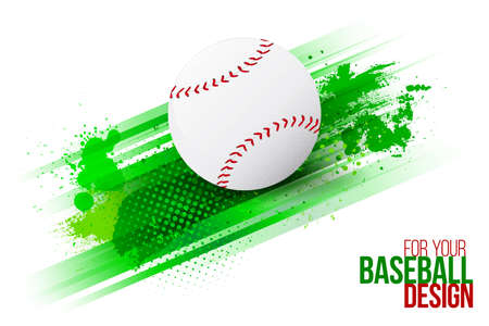 Abstract background with stripes, grungy texture and baseball ball. Template for your sport design. Vector illustration.のイラスト素材