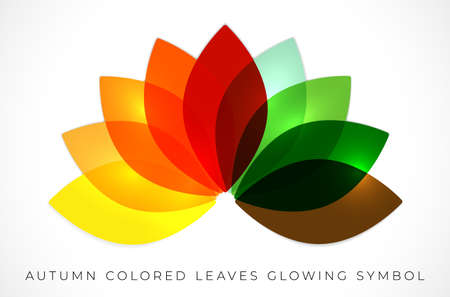 Autumn colored leaves glowing symbol - vector illustrationのイラスト素材