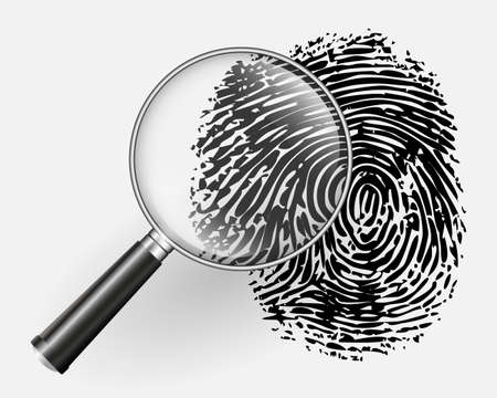 Magnifying glass and abstract fingerprint - vector illustrationのイラスト素材