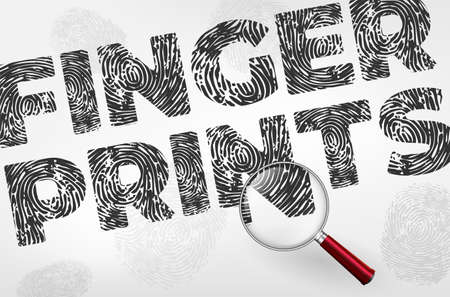 Abstract fingerprints background with magnifying glass - vector illustrationのイラスト素材