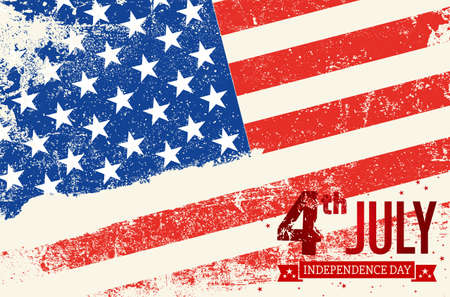 Abstract american flag with grungy scratches - Independence day. Vector illustration.のイラスト素材