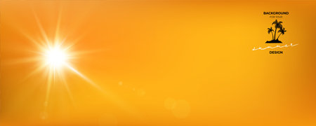 Abstract summer orange banner with sun and copy space for your text - vector illustrationのイラスト素材