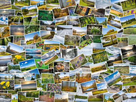 Group of many printed photos with nature and landscape themes - all shots are mineの写真素材