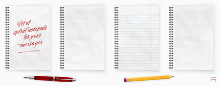 Set of spiral notepads for your message - vector illustrationのイラスト素材