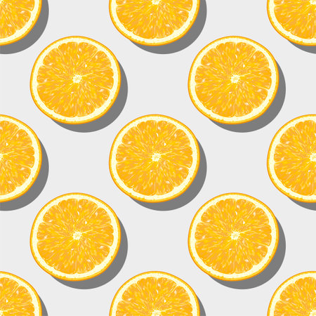 Pattern created from halved oranges with shadow - vector illustration