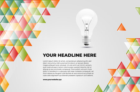 Background with triangular mosaic, light bulb and place for your text - vector illustrationのイラスト素材