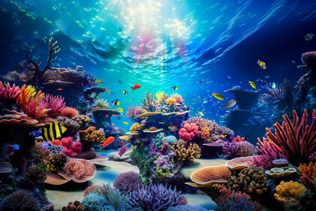 Colorful life on underwater coral reef - generative aiの素材
