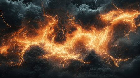 Artistic visualization of neurons firing like electric currents, representing bioelectricityの素材