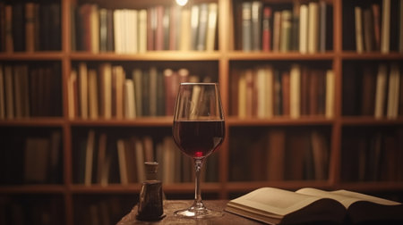 A neat bookshelf with alphabetically arranged titles and a subtle vintage color toneの素材