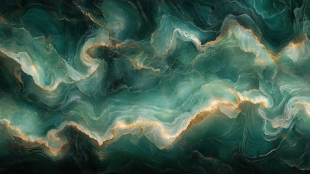 Abstract green marble background with swirling white veins for luxury natural conceptsの素材
