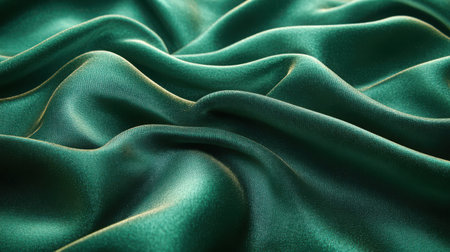 Emerald green velvet background with luxurious fabric texture and light reflectionsの素材