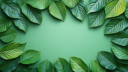 Tropical leaf green background with subtle veining for exotic, vibrant compositionsの素材
