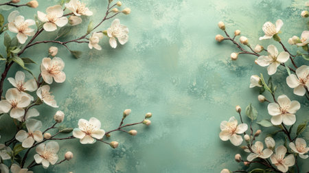 Pastel green background with delicate speckle pattern for soft, springtime aestheticsの素材