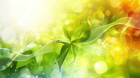 Green gradient mesh background with subtle light effects and modern smooth transitionsの素材