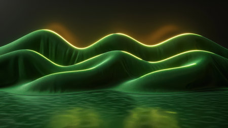 Elegant deep emerald green velvet fabric background with gentle folds and dramatic lightingの素材