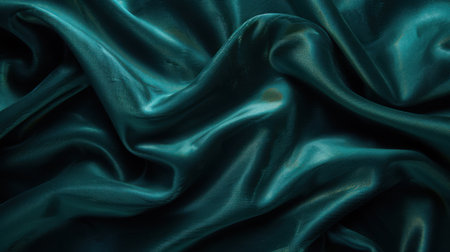 Elegant deep emerald green velvet fabric background with gentle folds and dramatic lightingの素材