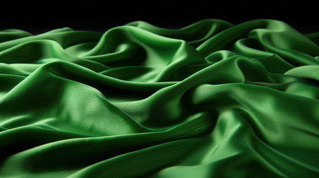 Elegant deep emerald green velvet fabric background with gentle folds and dramatic lightingの素材