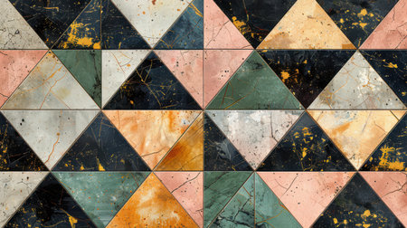 Modern terrazzo texture in soft rose, rich black, and olive green, seamless and stylish, perfect for backgroundsの素材