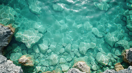 Abstract seamless terrazzo flooring in mint green with random white and light gray flecksの素材