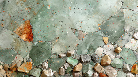 Minimal terrazzo texture in light mint green with scattered stone flecks in soft warm tonesの素材