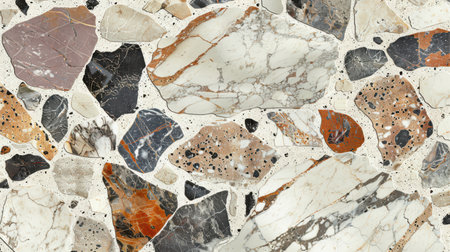 Decorative terrazzo seamless surface in soft lilac and pale neutral marble chips for elegant interiorsの素材