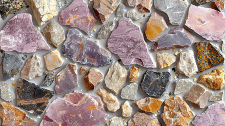 Modern terrazzo stone pattern with pastel purple base and scattered stone flecks in neutral and cool huesの素材