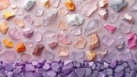 Abstract elegant terrazzo background in soft lilac with random scattered marble and stone flecks, seamless finishの素材