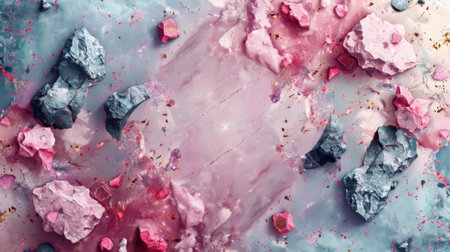 Abstract elegant terrazzo background in soft lilac with random scattered marble and stone flecks, seamless finishの素材