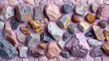 Modern terrazzo stone pattern with pastel purple base and scattered stone flecks in neutral and cool huesの素材