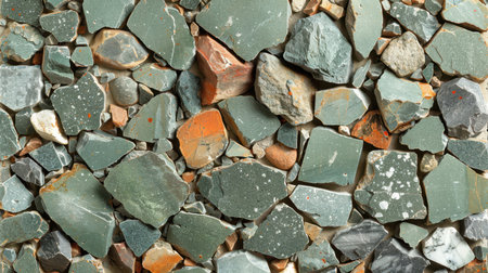 Seamless mint green terrazzo background with random embedded marble and granite chips, soft polished finishの素材