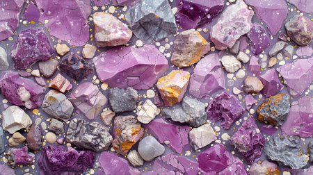 Soft pastel purple terrazzo background featuring scattered light gray, ivory, and blush stone flecksの素材