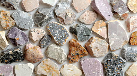 Soft pastel purple terrazzo background featuring scattered light gray, ivory, and blush stone flecksの素材