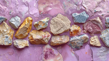 Seamless terrazzo texture in pastel lilac purple with boho chic natural stone flecks in soft neutral huesの素材