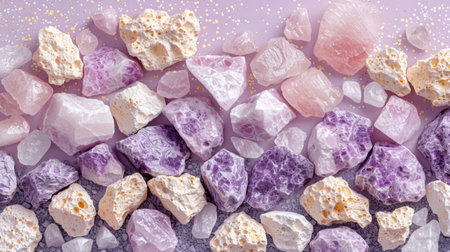 Trendy terrazzo seamless wallpaper in pale purple tones with scattered ivory and light blush marble chipsの素材