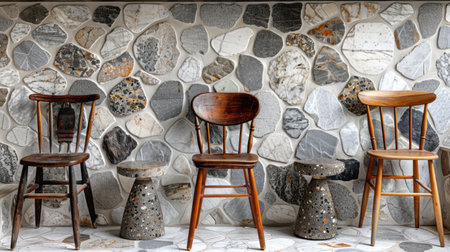 Contemporary monochrome terrazzo pattern with polished surface and mixed grayscale marble chips on a white baseの素材