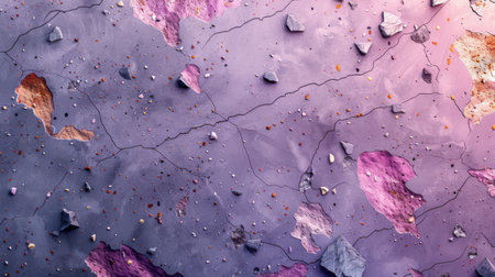 Trendy terrazzo texture in lilac with decorative marble fragments in soft neutral shades, seamless top viewの素材