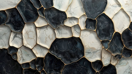 Abstract terrazzo design in shades of black, light gray, and white for a sleek modern minimalist seamless backgroundの素材