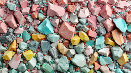 Clean terrazzo texture featuring random pastel marble fragments in powder pink, mint, aqua, and lemon tones, seamless designの素材