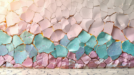 Elegant seamless terrazzo design in pastel tones with powder pink, mint green, lavender, and light blue flecks on whiteの素材